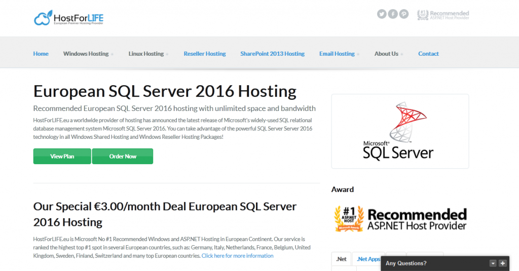 hostforlife sql server hosting