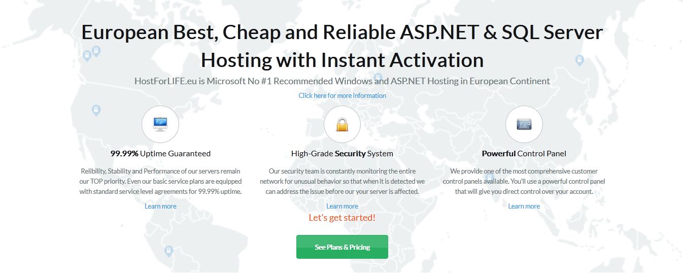 HostForLIFEASP.NET hosting features