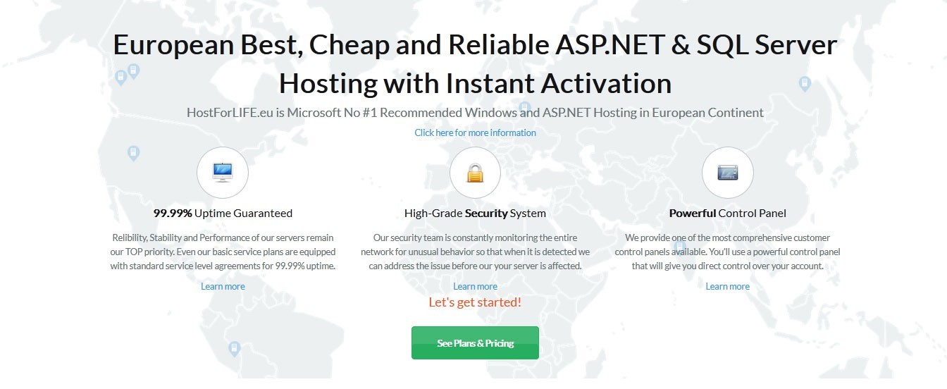 HostForLIFEASP.NET is Microsoft No #1 Recommended Windows and ASP.NET Hosting in European Continent